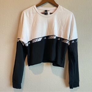 Adidas Women's Black and White Cropped Sweatshirt
